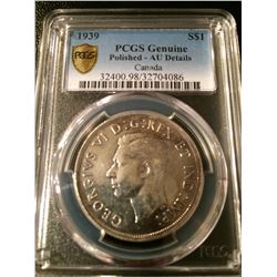 1939 Canada Dollar PCGS AU Details