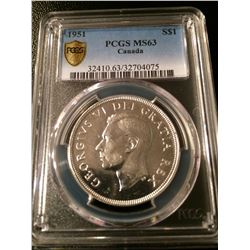 1951 Canada Dollar PCGS MS63