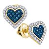 Image 1 : 10K Yellow-gold 0.25CTW BLUE DIAMOND MICRO-PAVE EARRING