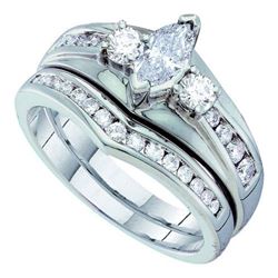 14K White-gold 1.00CTW DIAMOND BRIDAL SET WITH 0.40CT M