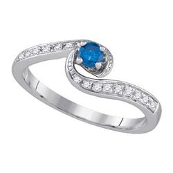 10KT White Gold 0.30CTW BLUE DIAMOND FASHION RING