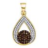 Image 1 : 10K Yellow-gold 0.33CTW COGNAC DIAMOND MICRO-PAVE PENDA