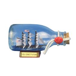 Nautical USS Constitution Ship in a 5" Glass Bottle on