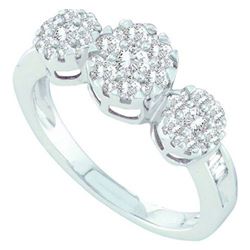 14K White-gold 0.75CT DIAMOND LADIES 3 FLOWER RING