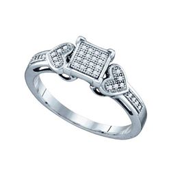 925 Sterling Silver White 0.10CTW DIAMOND MICRO PAVE RI