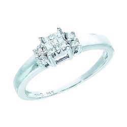 14KT White Gold 0.15CTW PRINCESS ROUND DIAMOND LADIES I