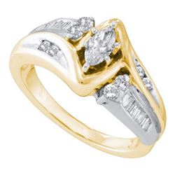 10K Yellow-gold 0.50CTW DIAMOND 0.25 CT CENTER MARQUISE