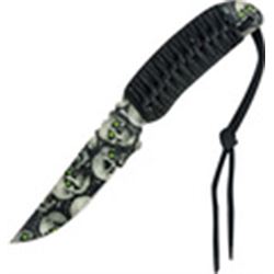 7.75  GREY SKULL CAMO FULL TANG FIXED BLADE KNIFE COMES