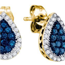 10K Yellow-gold 0.53CT BLUE DIAMOND FASHION EARRINGS