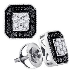 10K White-gold 0.25CTW-DIA BLACK DIAMOND FASHION EARRIN