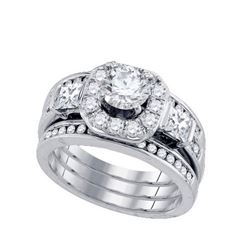 14K White-gold 2.04CT DIAMOND 0.75CT-CRD BRIDAL SET