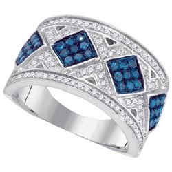 10KT White Gold 0.65CTW BLUE DIAMOND MICRO-PAVE RING