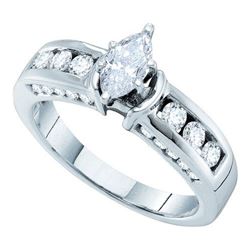 14KT White Gold 1.00CTW ROUND & MARQUIE DIAMOND BRIDAL