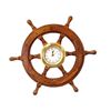 Image 1 : SHISHAM WOOD AND BRASS 18" NAUTICAL SHIP WHEEL CLOCK