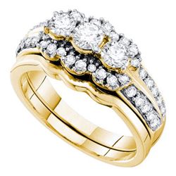 14K Yellow-gold 1.00CT DIAMOND 3 STONE BRIDAL SET