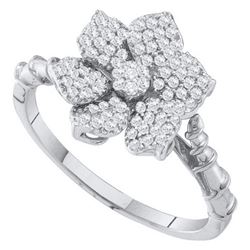 10KT White Gold 0.26CTW DIAMOND FLOWER RING