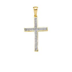 10KT Yellow Gold 0.10CTW DIAMOND CROSS PENDANT