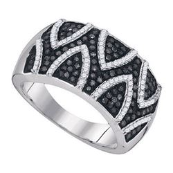 10K White-gold 0.65CTW BLACK DIAMOND FASHION RING