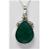 Image 1 : BEAUTIFUL SILVER PENDANT WITH EMERALD GREEN STONE CTW 1