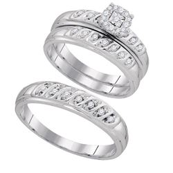 10KT White Gold 0.30CTW DIAMOND FASTION TRIO SET