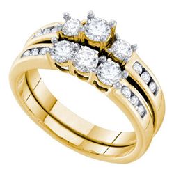 14KT Yellow Gold 2.00CTW DIAMOND  3 STONE BRIDAL SET