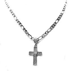 STAINLESS STEEL CZ CROSS PENDANT COMES W/CHAIN