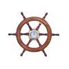 Image 1 : SHISHAM WOOD AND BRASS 24" NAUTICAL SHIP WHEEL CLOCK