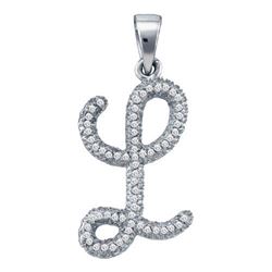 10KT White Gold 0.17CTW-DIAMOND INITIAL-"L" PENDANT