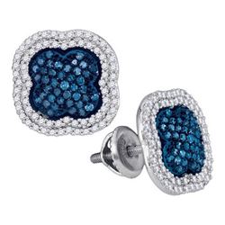 10KT White Gold 0.75CTW BLUE DIAMOND MICRO-PAVE EARRING