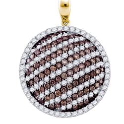 10KT Yellow Gold 2.22CTW COGNAC DIAMOND CIRCLE PENDANT