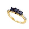 Image 1 : 10K Yellow-gold 1.06CTW BLACK DIAMOND 3 STONE RING