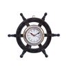 Image 1 : SHISHAM WOOD AND CHROME PIRATES 12" SHIP WHEEL CLOCK