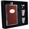 Image 1 : Visol Compton 8oz Brown Leather Flask Gift Set