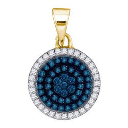 14K Yellow-gold 0.33CTW BLUE DIAMOND MICRO-PAVE PENDANT