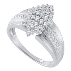 10KT White Gold 0.25CTW DIAMOND CLUSTER RING