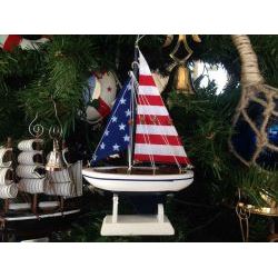 USA FLAG SAILBOAT ORNAMENT