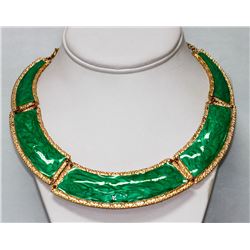 GREEN BRASS NECKLACE ANTIQUE STYLE NECKLACE