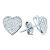 Image 1 : 10KT White Gold 0.10CTW DIAMOND MICRO PAVE HEART EARRIN