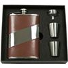 Image 1 : Visol Nathan Brown Leather 8oz Flask Gift Set