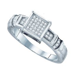 925 Sterling Silver White 0.12CTW DIAMOND MICRO PAVE RI