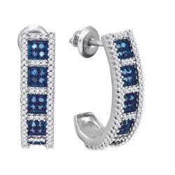 10KT White Gold 0.95CTW BLUE DIAMOND MICRO-PAVE EARRING