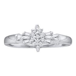 10KT White Gold 0.10CTW DIAMOND CLUSTER RING