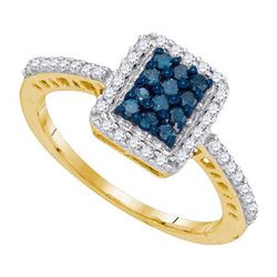 10K Yellow-gold 0.45CTW BLUE DIAMOND FASHION RING