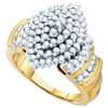 Image 1 : 10KT Yellow Gold 1.0CTW DIAMOND LADIES CLUSTER RING