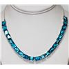 Image 1 : 63.50 CTW BLUE TOPAZ EMERALD CUT NECKLACE .925 STERLING