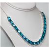 Image 2 : 63.50 CTW BLUE TOPAZ EMERALD CUT NECKLACE .925 STERLING