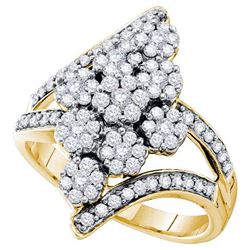 14KT Yellow Gold 1.01CTW DIAMOND FLOWER RING
