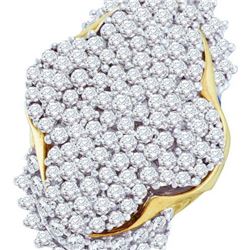 10KT Yellow Gold 7.00CTW ROUND DIAMOND LADIES CLUSTER R