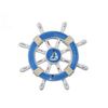 Image 1 : 12" RUSTIC BLUE AND WHITE DECORATIVE SHIPWHEEL W/SAILBO