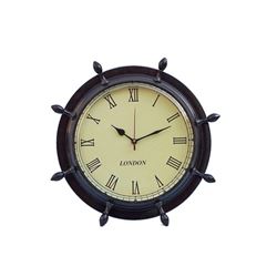 ANTIQUE STYLE NAUTICAL COPPER 15" SHIP WHEEL CLOCK
